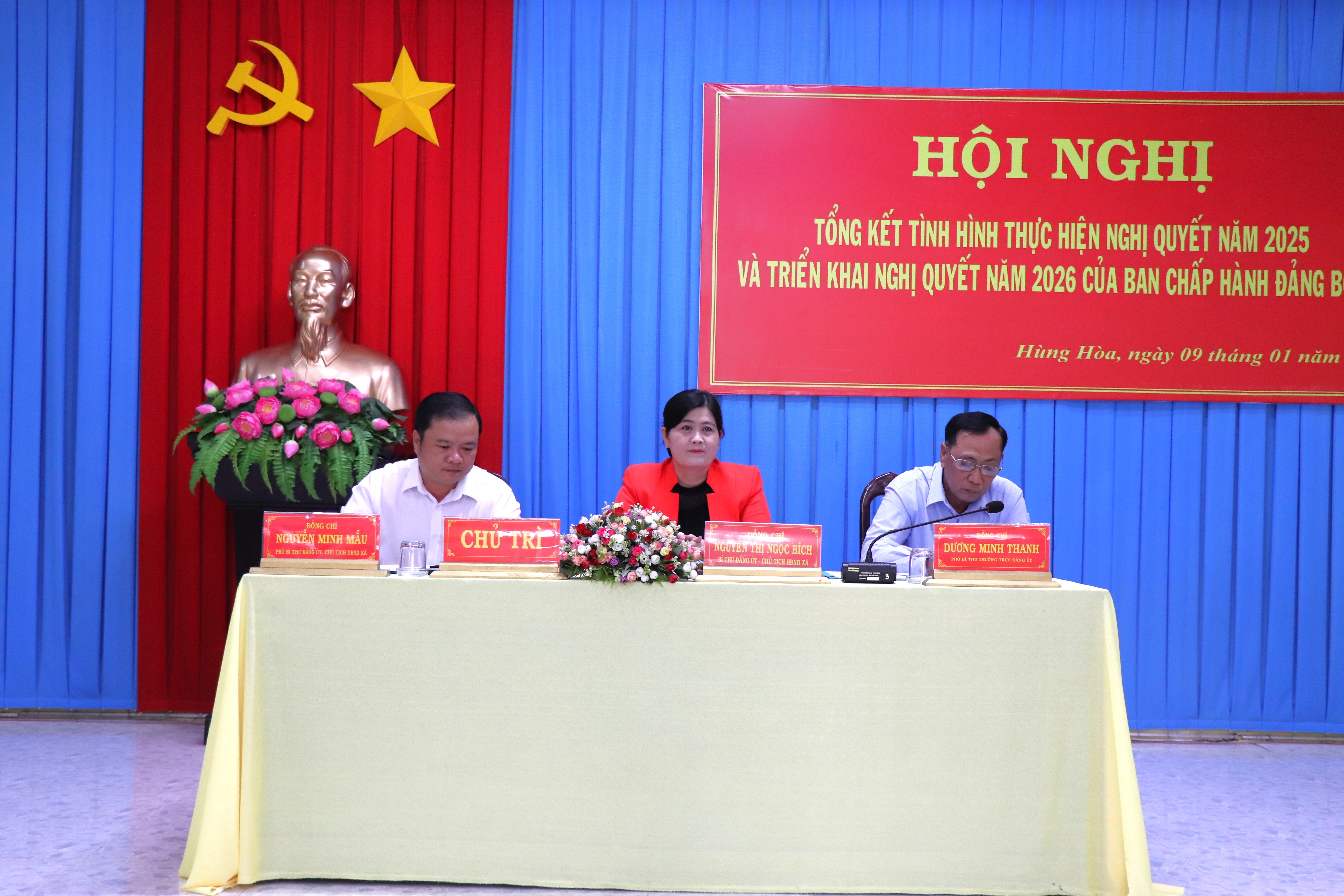 Hùng Hòa: Tổ chức Hội nghị tổng kết tình hình thực hiện Nghị quyết năm 2025 và triển khai Nghị quyết năm 2026 của Ban Chấp hành Đảng bộ xã