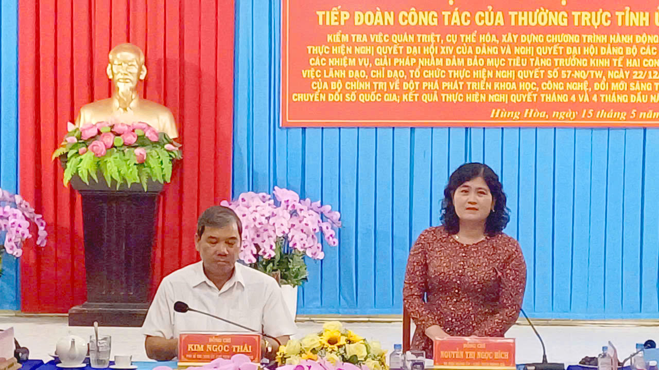 Hùng Hòa: Tiếp Đoàn công tác Tỉnh ủy kiểm tra tình hình thực hiện nhiệm vụ phát triển kinh tế - xã hội 4 tháng đầu năm 2026
