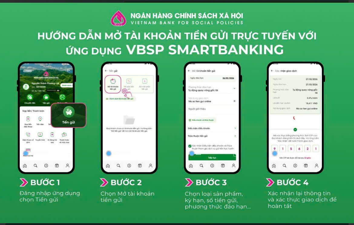 TIỀN GỬI TRỰC TUYẾN VỚI ỨNG DỤNG VBSP SMARTBANKING